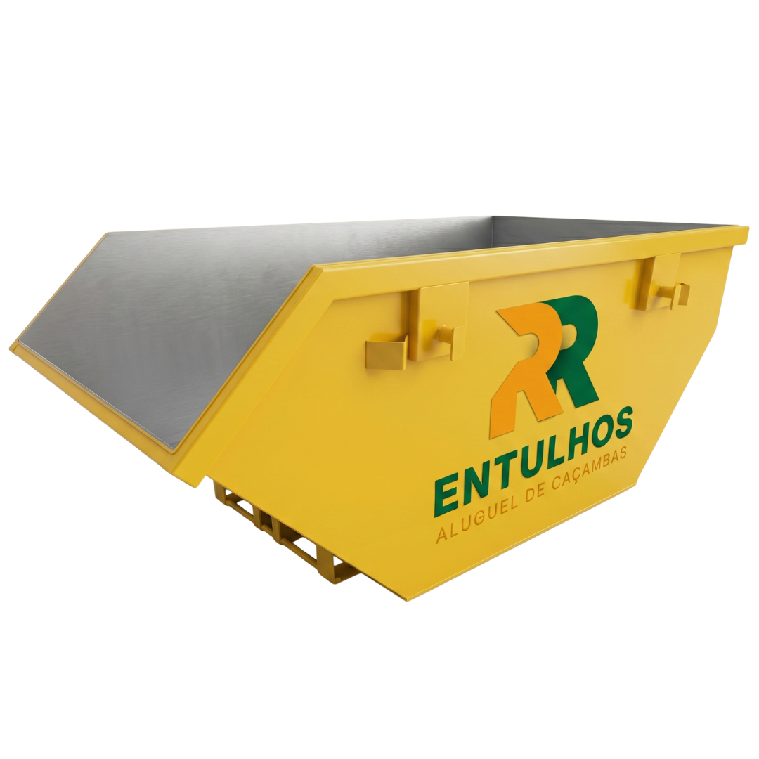 Caçamba de entulho amarela RR Entulhos